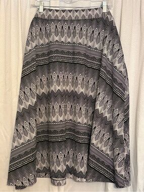 Black and White Patterned A-Line Skirt